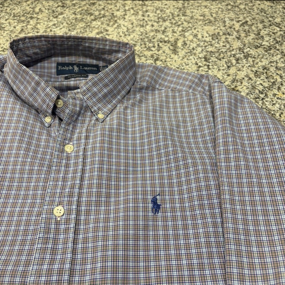 Ralph Lauren Button Down Shirt Mens Medium  Plaid Long Sleeve Classic